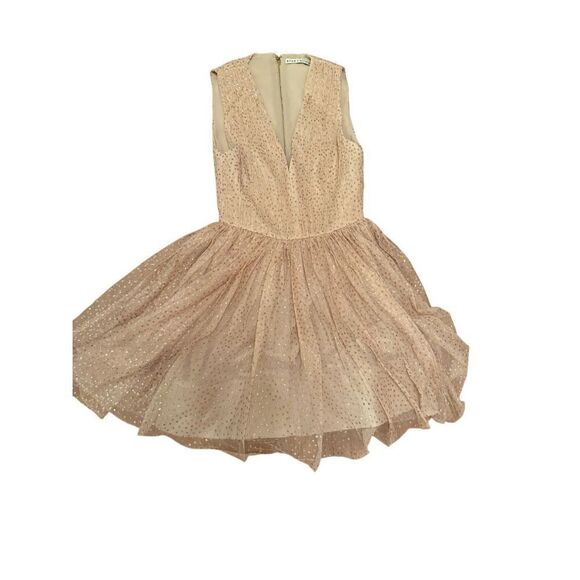 alice + olivia Monica Tulle Party Dress Sz 0 Natural/Gold - Picture 3 of 16